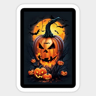 Pumpkins And Bats Sticker